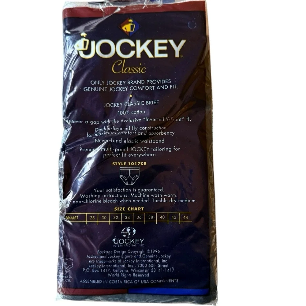 Vintage JOCKEY Classic Full Rise Brief Size 38 Black NOS Inverted Y Front 1017CR